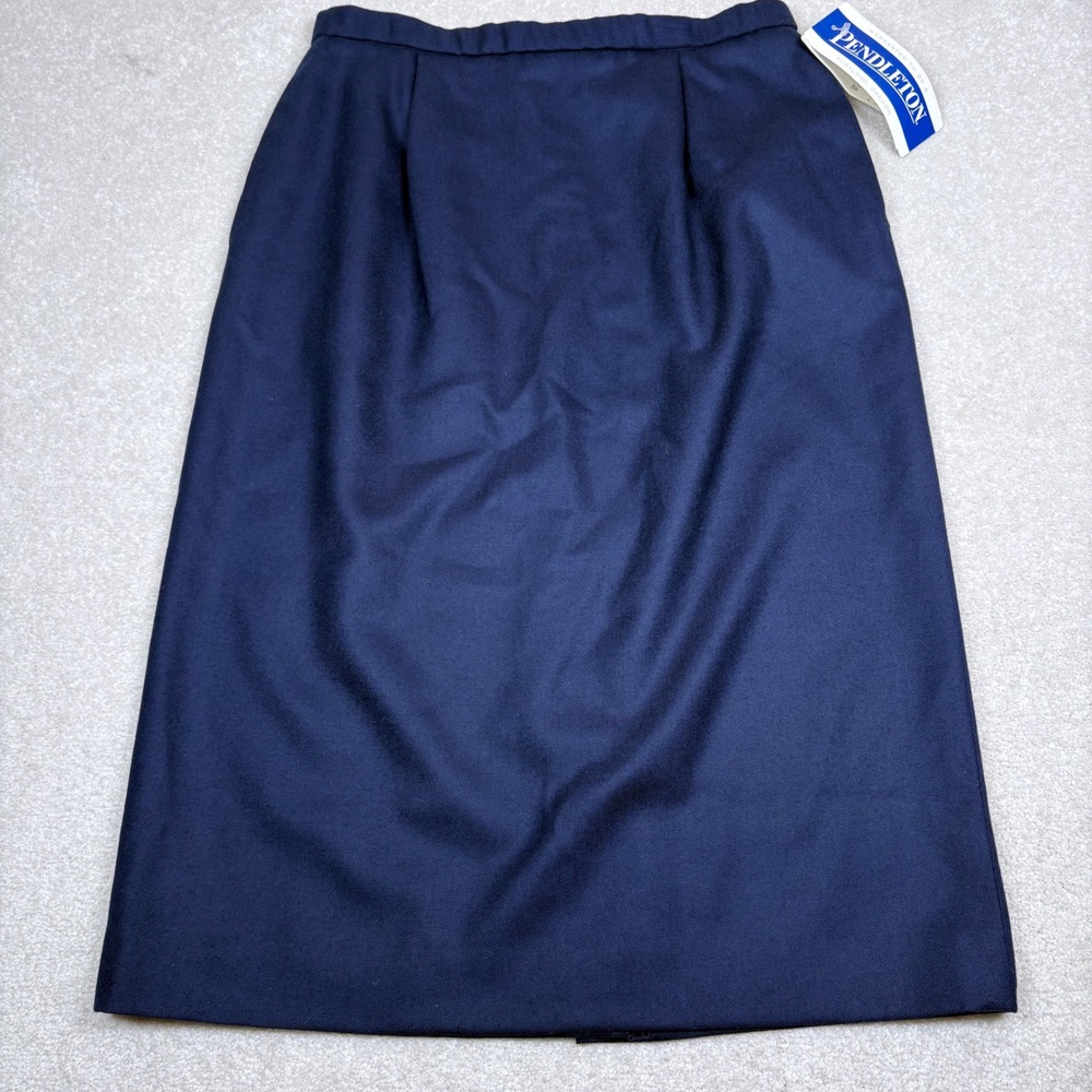 Pendleton Navy Blue Virgin Wool Pencil Skirt NWT Vintage Made in USA Size 12